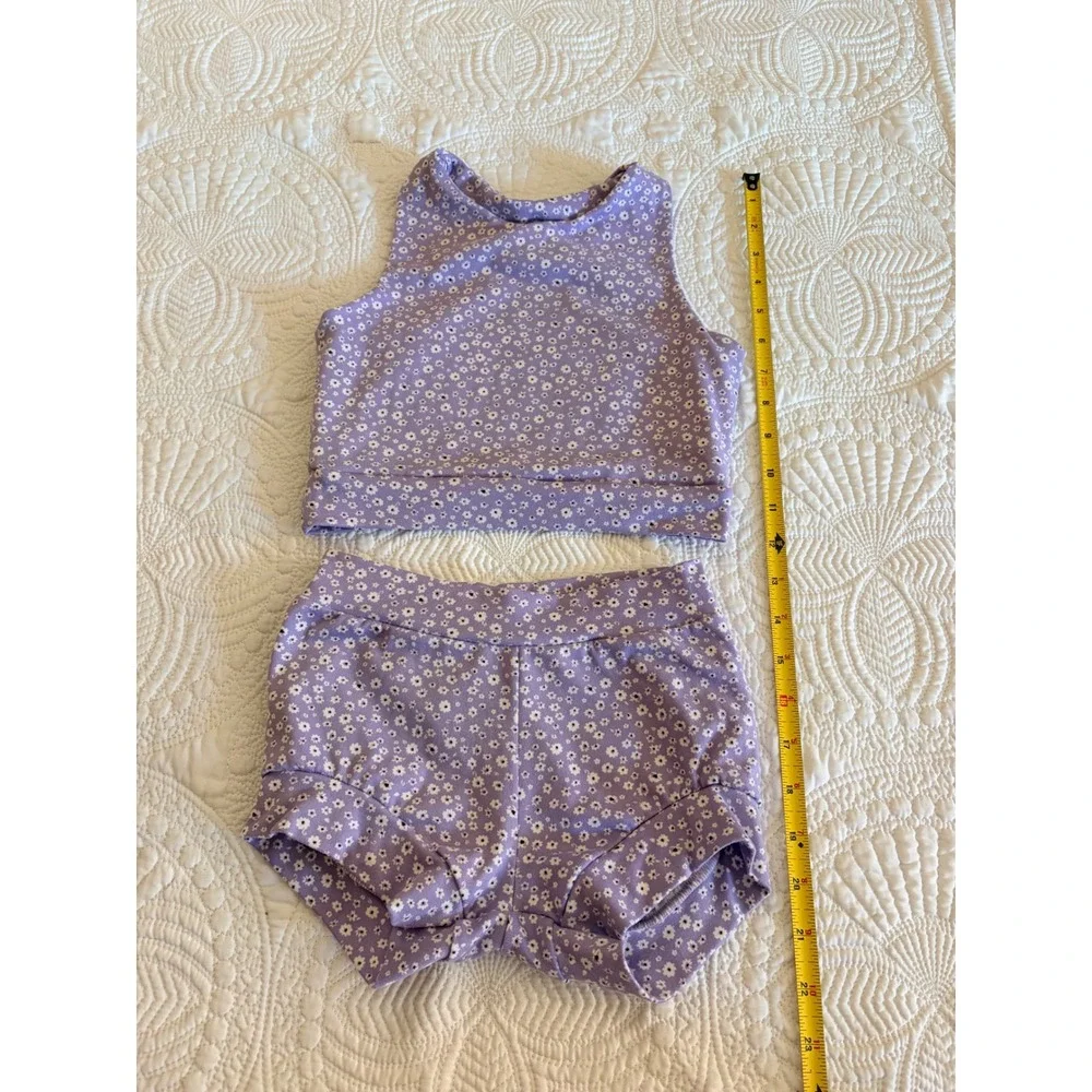Willa B Dance Wear Little Girls Purple Floral Two-Piece Tank and Shorts Set